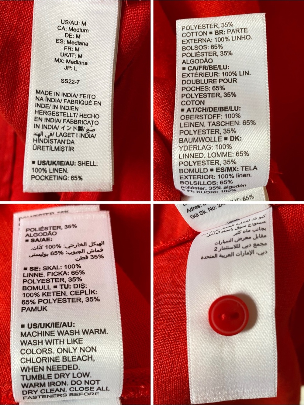 The Drop Fiona Red Linen Midi Shirt Dress Relaxed Button Down Duster Lagenlook M - Picture 14 of 15